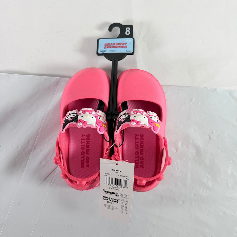 Ground Up Hello Kitty Friends Pink Mary Jane Clogs Size 8 Kids NWT